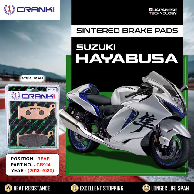 CRANK1 CB914 Sintered Rear Brake Pads for Suzuki Hayabusa (2013-2020) LEGUNDARY Custom