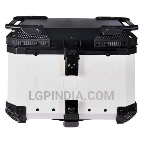 LGP 45L black aluminium motorcycle top box with backrest

