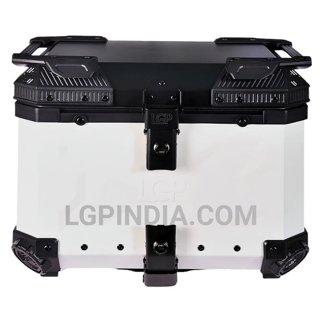 LGP 45L black aluminium motorcycle top box with backrest

