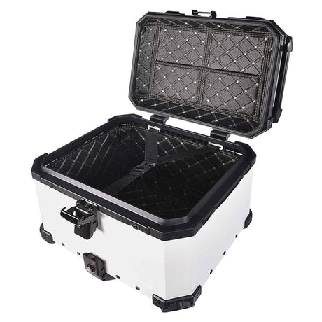 LGP 45L black aluminium motorcycle top box with backrest

