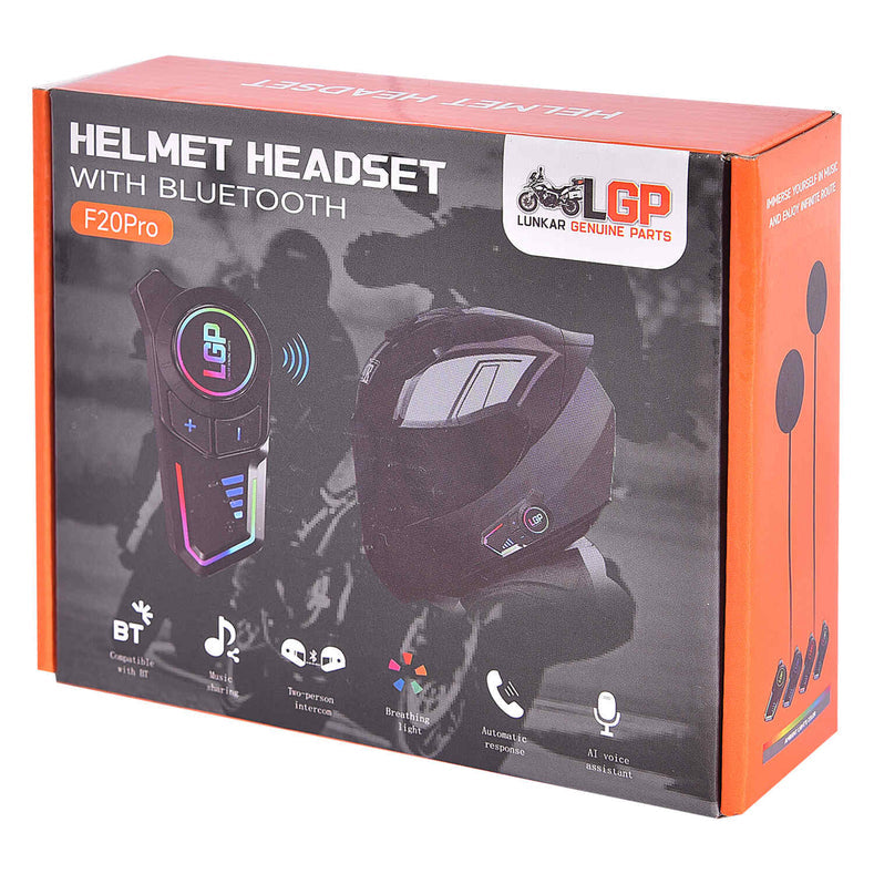 LGP F20 Pro Bluetooth 6.1 helmet headset installed on motorcycle helmet