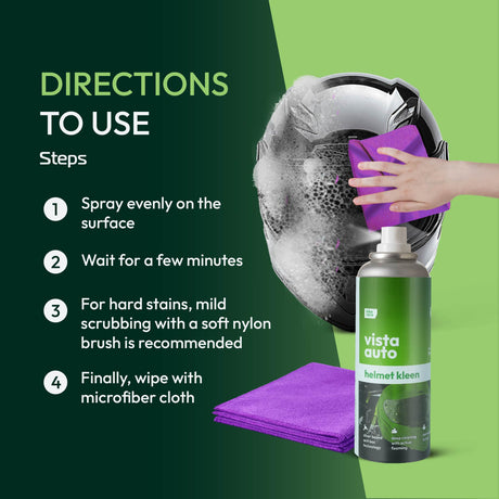 VISTA Auto Care Helmet Cleaner Combo with Helmet Kleen Spray 125 ml and 300 GSM microfiber cloth