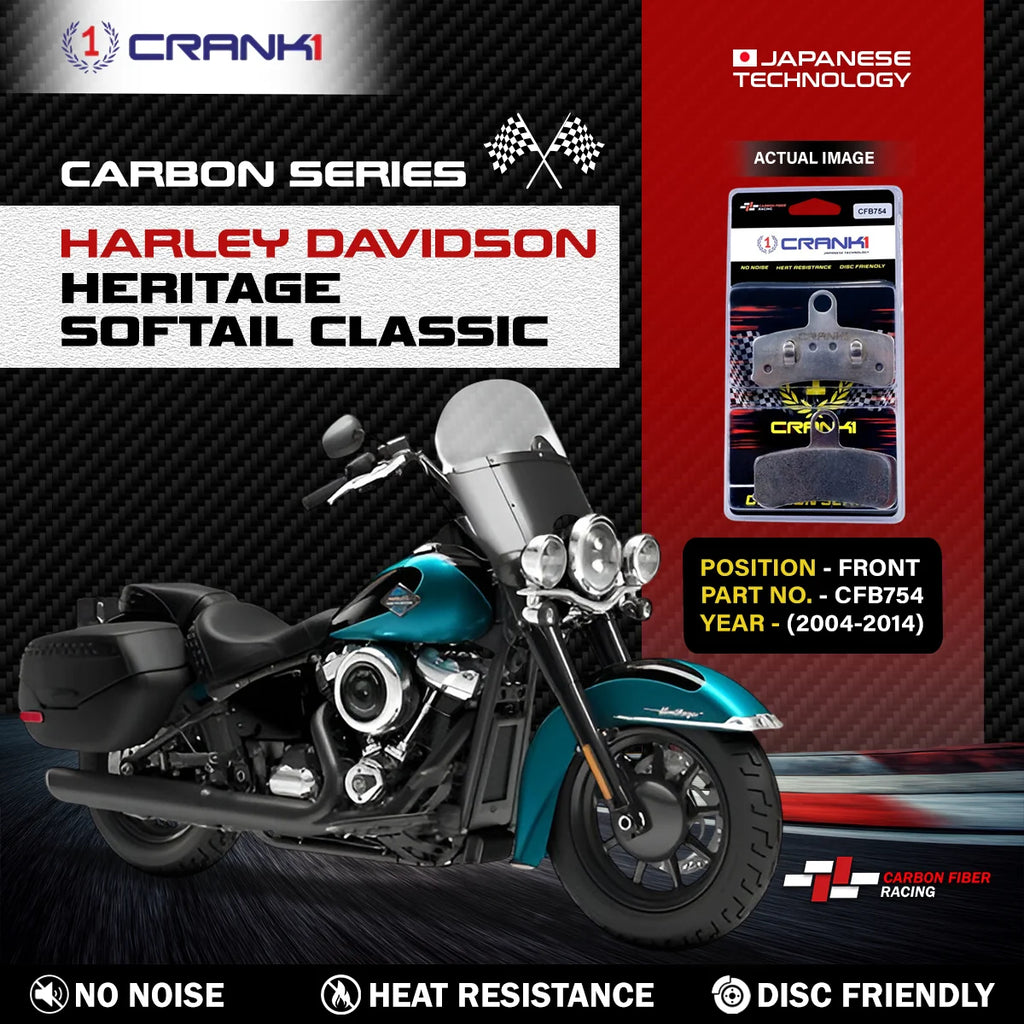 CRANK1 CFB754 carbon front brake pads for Harley-Davidson Heritage Softail Classic 2004-2014