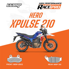 66BHP Race Pro Sintered Brake Pads for Hero Xpulse 200 4V Rally 210 Front 66RP-250-2 Rear 66RP-182