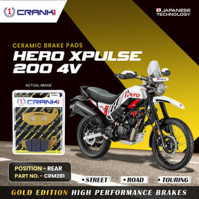 CRANK1 Ceramic Rear Brake Pads CRM281 for Hero Xpulse 200 4V HH Rated Motorcycle Disc Brake Pads