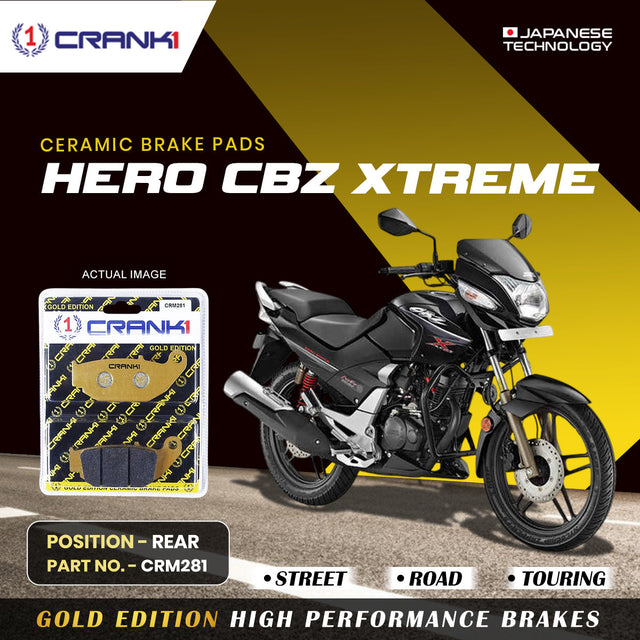 CRANK1 Ceramic Rear Brake Pads CRM281 for Hero CBZ Xtreme HH Rated Disc Brake Pads