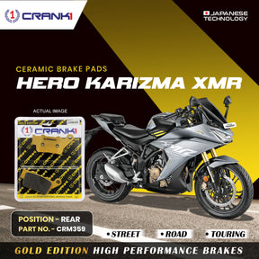 CRANK1 Ceramic Rear Brake Pads CRM359 for Hero Karizma XMR HH Rated Motorcycle Brake Pads