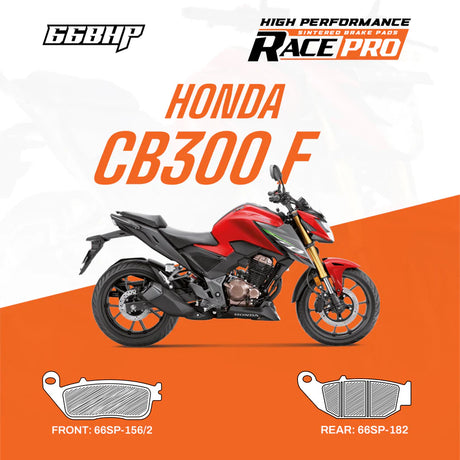 66BHP Race Pro Sintered Brake Pads for Honda CB300F Front 66RP-156-2 Rear 66RP-182 high performance braking upgrade