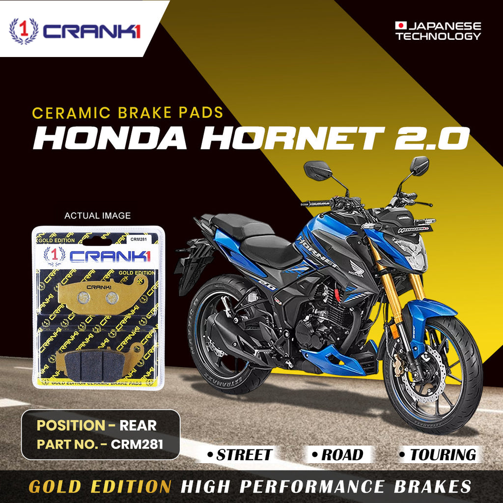 CRANK1 Ceramic Rear Brake Pads CRM281 for Honda Hornet 2.0 HH Rated Motorcycle Disc Brake Pads