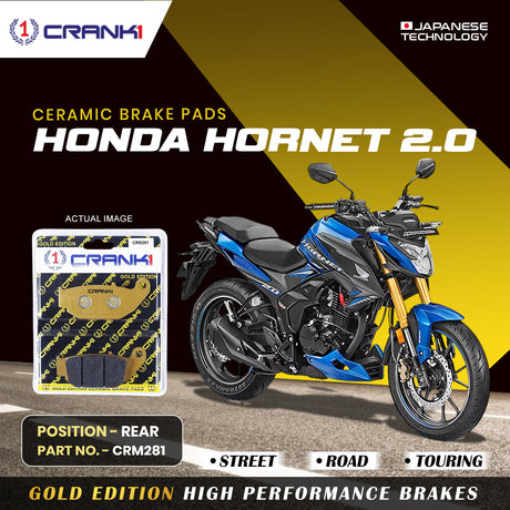 CRANK1 Ceramic Rear Brake Pads CRM281 for Honda Hornet 2.0 HH Rated Motorcycle Disc Brake Pads