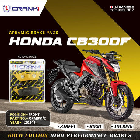 CRANK1 Ceramic Front Brake Pads CRM651/2 for Honda CB300F (2024) HH Rated Motorcycle Disc Brake Pads