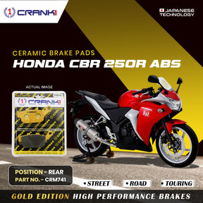 CRANK1 CRM741 ceramic rear brake pads for Honda CBR250R ABS