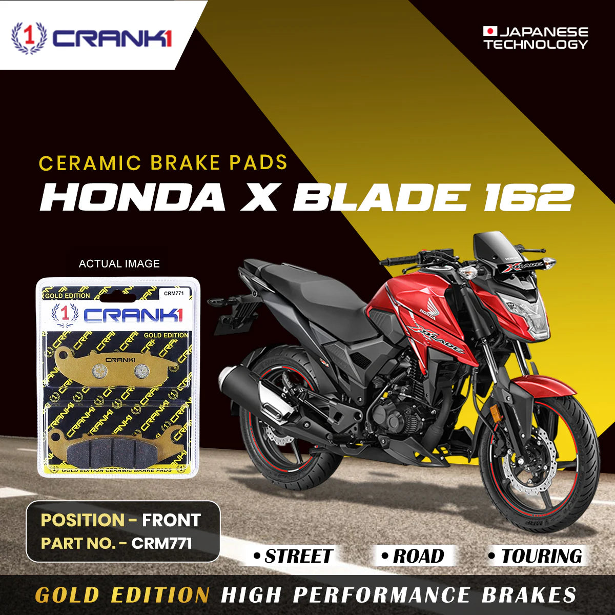 CRANK1 CRM771 ceramic front brake pads for Honda X Blade 162
