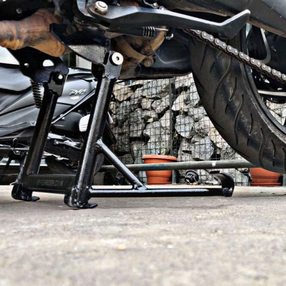 Hyperrider heavy duty centre stand for Bajaj Dominar 250 Dominar 400 Touring and UG models motorcycle maintenance stand