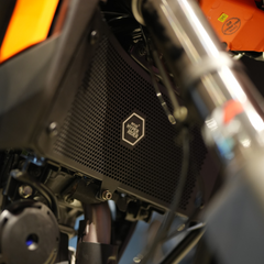 Hyperrider Radiator Guard for KTM Adventure 250 390 390 S 390 X Black Orange