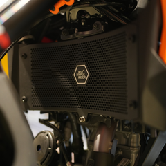 Hyperrider Radiator Guard for KTM Adventure 250 390 390 S 390 X Black Orange