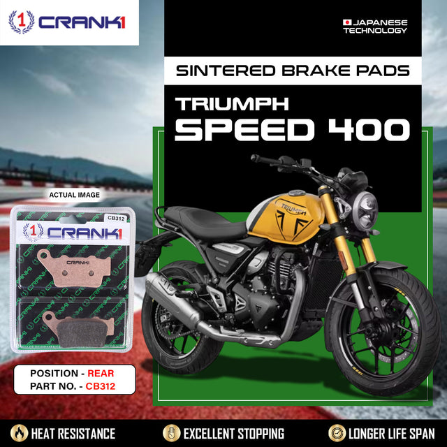 Crank1 CB312 Sintered Rear Brake Pads for Triumph Speed 400 Motorcycle | Legendary Custom