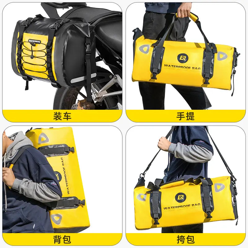 Moto Guard RockBro 60L Yellow Duffle Tail Bag for Motorcycle Touring
