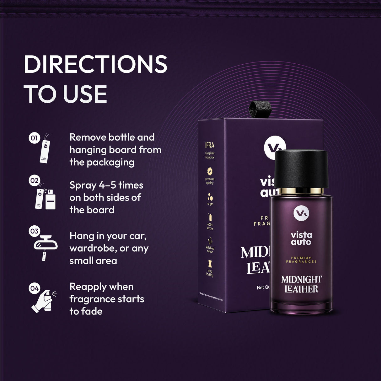 Vista Midnight Leather Car Perfume 50 ml


