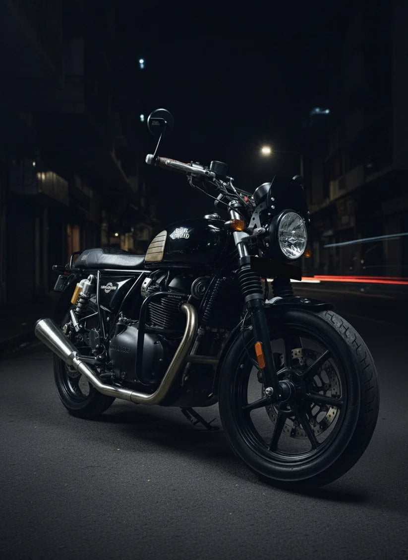 SS Motocorp 2x2 Full System Exhaust Fat Cans for Royal Enfield Interceptor 650 Continental GT 650 with H Joint