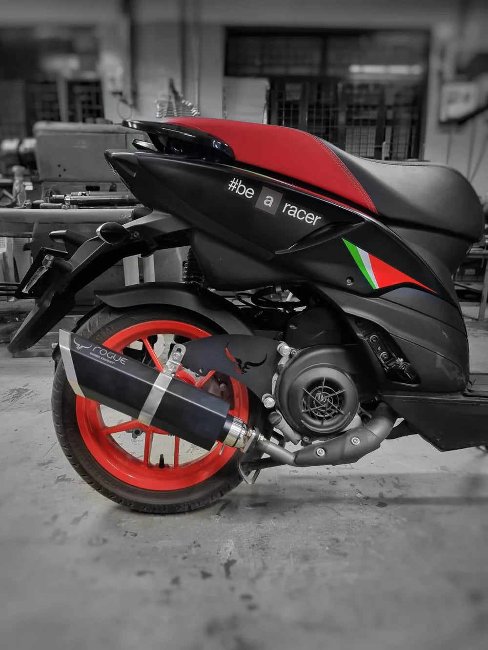 Barrel Rogue slip-on exhaust for Aprilia SR 160 and SXR 160 stainless steel performance scooter exhaust