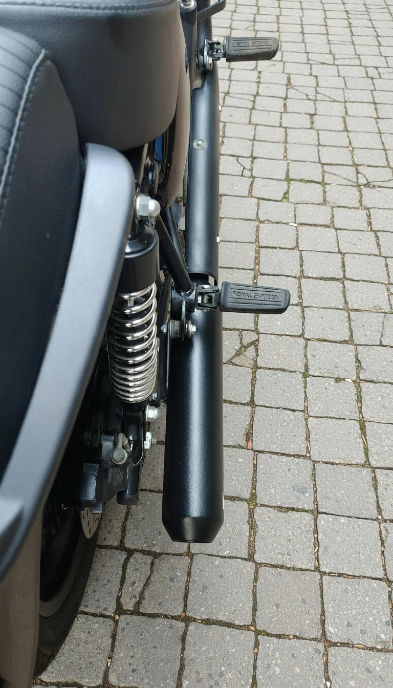 SS Motocorp Slip-On Exhaust for Royal Enfield Classic Reborn 350 Steel Polished Matte Black Finish