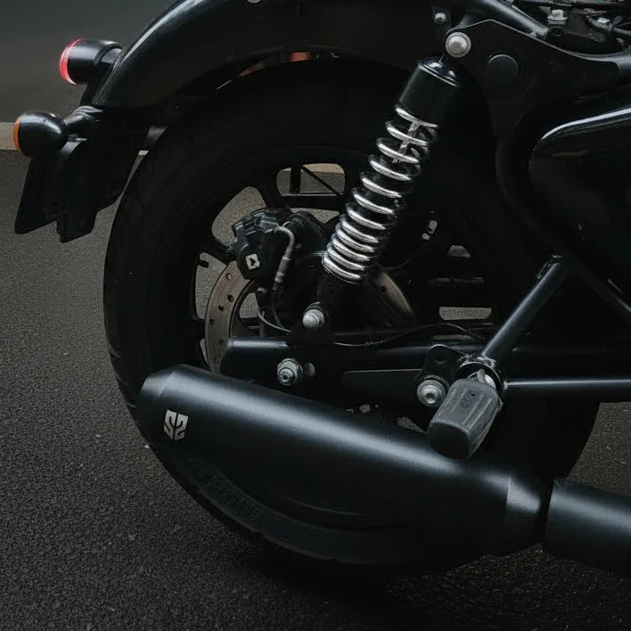 SS Motocorp Slip-On Exhaust for Royal Enfield Classic Reborn 350 Steel Polished Matte Black Finish
