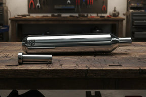 SS Motocorp Slip-On Exhaust for Royal Enfield Meteor 350 Steel Polished Matte Black Finish