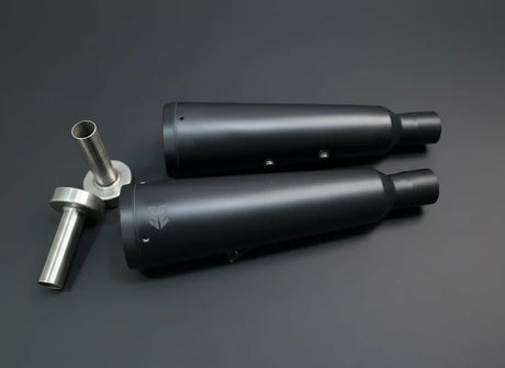 SS Motocorp Fat Cans Slip-On Exhaust Pair for Royal Enfield Interceptor 650 GT 650 Matte Mirror Black Finish