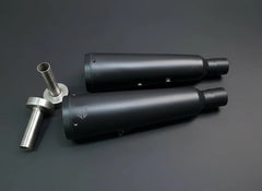 SS Motocorp Fat Cans Slip-On Exhaust Pair for Royal Enfield Interceptor 650 GT 650 Matte Mirror Black Finish