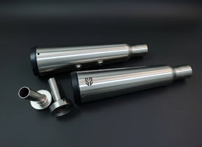 SS Motocorp Fat Cans Slip-On Exhaust Pair for Royal Enfield Interceptor 650 GT 650 Matte Mirror Black Finish