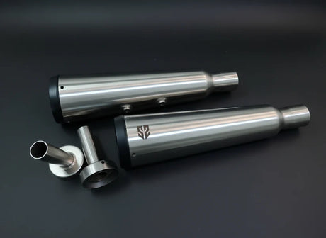 SS Motocorp Fat Cans Slip-On Exhaust Pair for Royal Enfield Interceptor 650 GT 650 Matte Mirror Black Finish