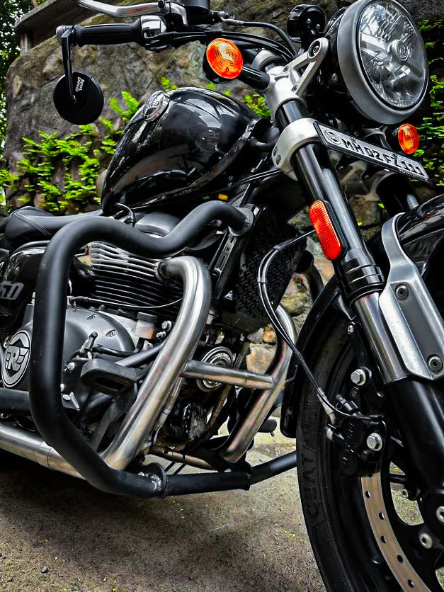 SS Motocorp 2x2 Full System Exhaust for Royal Enfield Super Meteor 650 with Header Mid Pipes Slip-On O2 Sensor Compatible