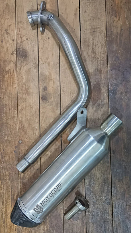 SS Motocorp Full System Exhaust for Royal Enfield Himalayan 450 Stainless Steel Header Carbon Fiber Tip Slip-On