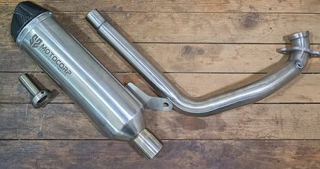 SS Motocorp Full System Exhaust for Royal Enfield Himalayan 450 Stainless Steel Header Carbon Fiber Tip Slip-On