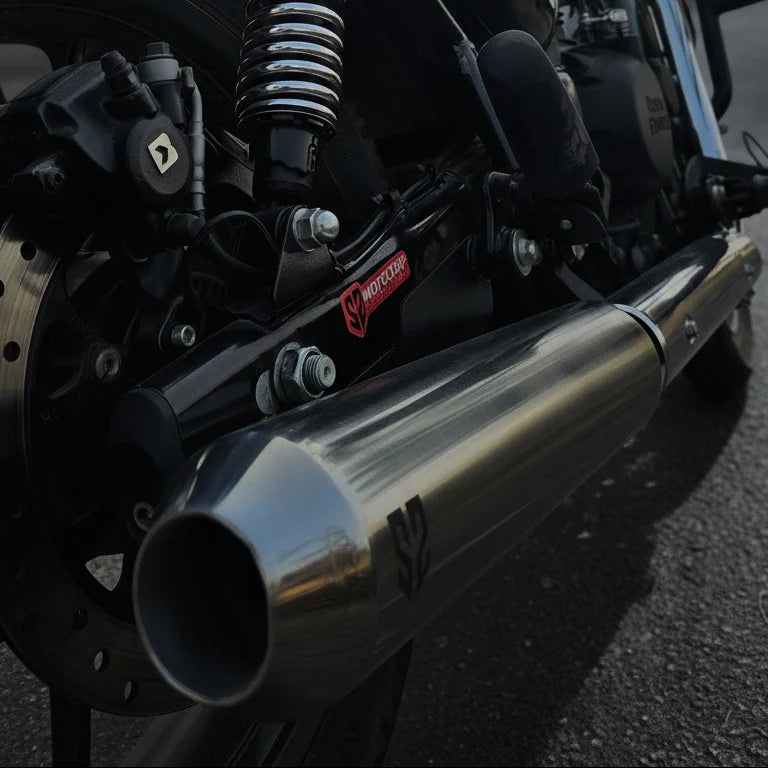 SS Motocorp Slip-On Exhaust for Royal Enfield Classic Reborn 350 Steel Polished Matte Black Finish