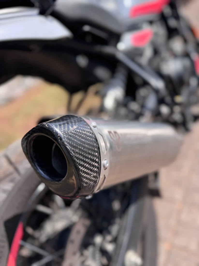 SS Motocorp Full System Exhaust for Royal Enfield Himalayan 450 Stainless Steel Header Carbon Fiber Tip Slip-On