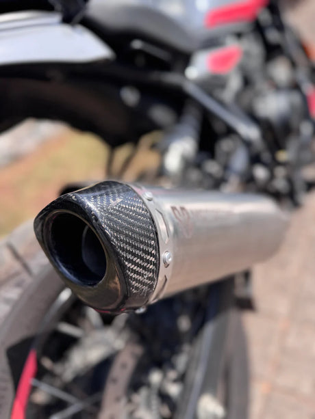 SS Motocorp Full System Exhaust for Royal Enfield Himalayan 450 Stainless Steel Header Carbon Fiber Tip Slip-On