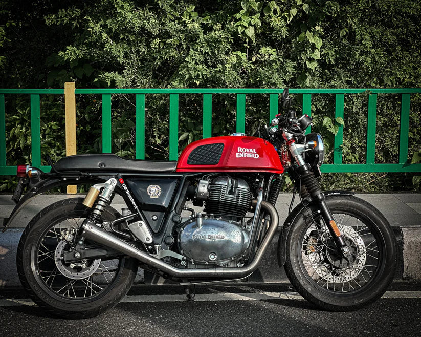 SS Motocorp 2x2 Full System Exhaust Slim Cans for Royal Enfield Interceptor 650 Continental GT 650 with H Joint