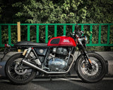 SS Motocorp 2x2 Full System Exhaust Slim Cans for Royal Enfield Interceptor 650 Continental GT 650 with H Joint