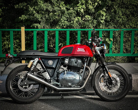SS Motocorp 2x2 Full System Exhaust Slim Cans for Royal Enfield Interceptor 650 Continental GT 650 with H Joint
