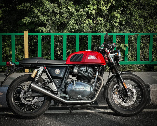 SS Motocorp 2x2 Full System Exhaust Slim Cans for Royal Enfield Interceptor 650 Continental GT 650 with H Joint