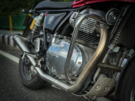 SS Motocorp 2x2 Full System Exhaust Slim Cans for Royal Enfield Interceptor 650 Continental GT 650 with H Joint
