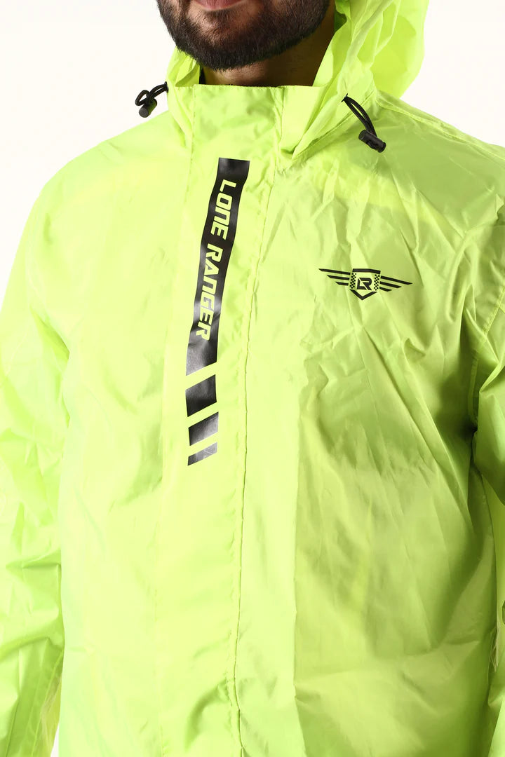 Lone Ranger DryStorm Neon Waterproof Motorcycle Rain Jacket High Visibility