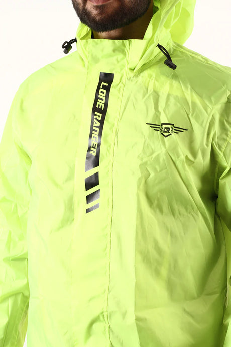 Lone Ranger DryStorm Neon Waterproof Motorcycle Rain Jacket High Visibility