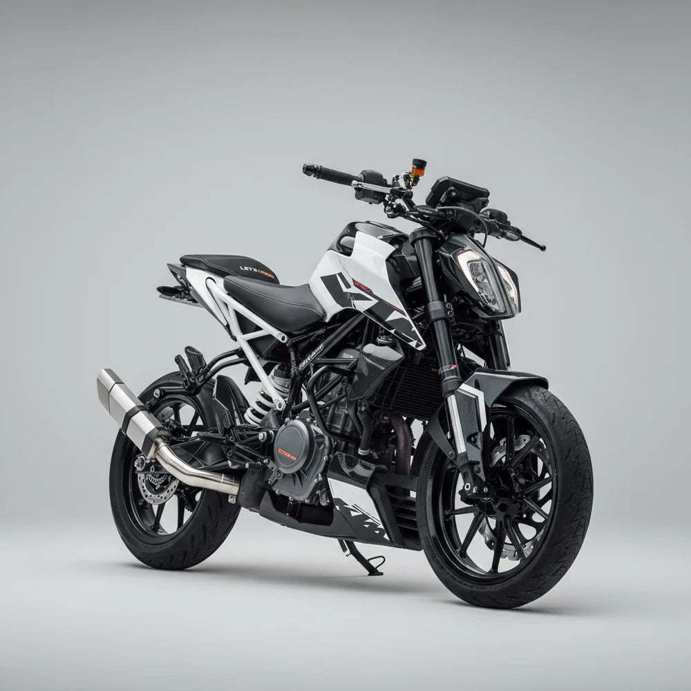 Barrel Rogue stainless steel slip-on exhaust with link pipe for KTM Duke 390 RC 390 Adventure 390 and KTM 250 models