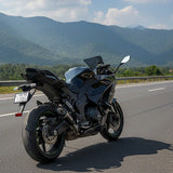 Barrel Outlaw V2 black stainless steel slip-on exhaust with link pipe for Kawasaki Ninja 1100SX motorcycle