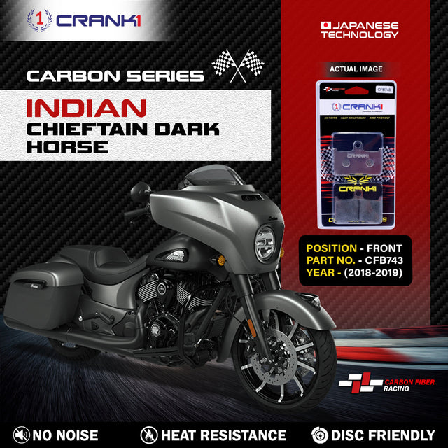 CRANK1 CFB743 Carbon Front Brake Pads for Indian Chieftain Dark Horse