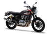 Silver Stallion performance exhaust installed on Royal Enfield Interceptor 650 available in silver black matte and brushed finish