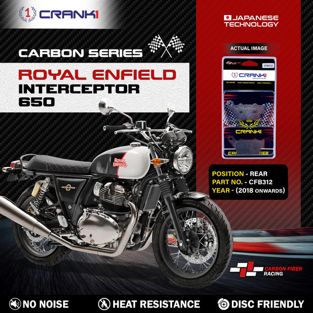 CRANK1 CFB312 Carbon Brake Pads Rear For Royal Enfield Interceptor 650 2018+
